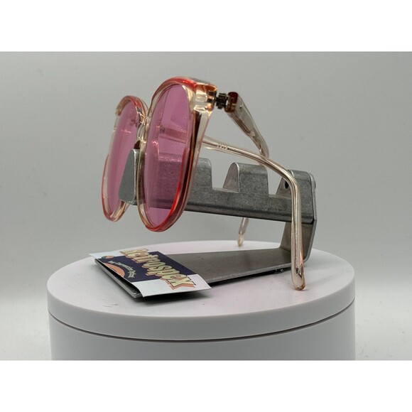 Vintage Oversize Sunglasses NOS Preppy Bright Rose Lens Clear & Red Frame 80-90s - Picture 10 of 10